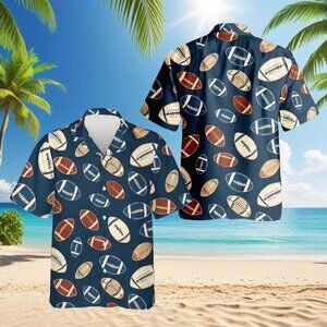 Football Hawaiian Shirt, Sports Print Shirt, Football Pattern Aloha Shirt